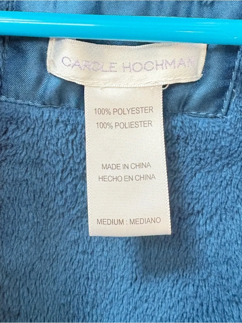 Midnight Teal Carole Hochman Plush Blue Robe bathrobe size M - Picture 4 of 6